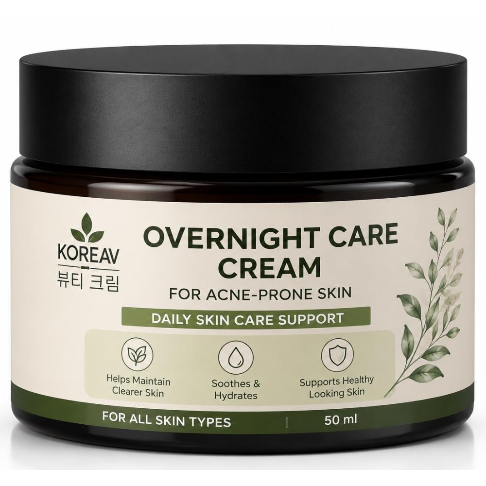 KOREAV Overnight Care Cream For Acne Prone Skin | Lightweight Night Cream 50ml 50ml