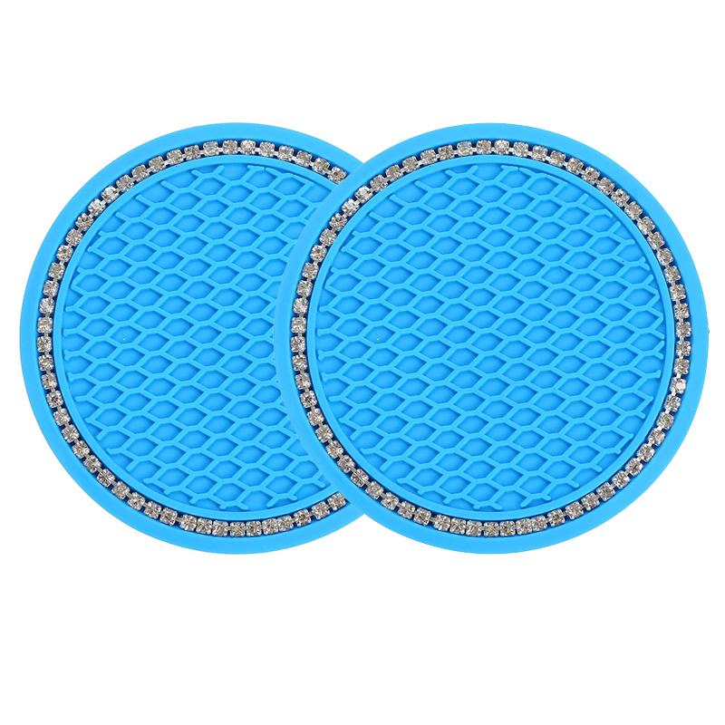 1/2PC Car Non-slip Water Cup Pad Diamond Rhinestone Bling Decoration Auto Interior Cup Bottle Anti-skid Rubber Mat