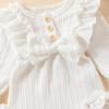 E2302A Toddler Girls' Princess Bow Romper with Headband - Sweet Long Sleeve Two-Piece Outfit