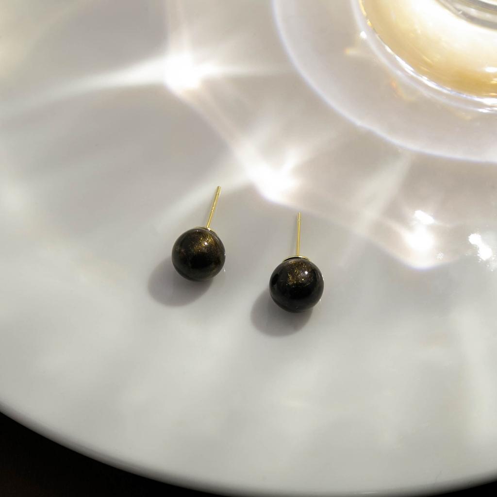 Simple Autumn And Winter Maillard Tiger'S Eye Stone Stud Earrings, Temperament Earrings High-End Earrings Women