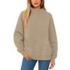 Damen Modisch Lässig Einfarbig Rundhals Langarm Tasche Sportlich Lässig Pullover Sweatshirt Top