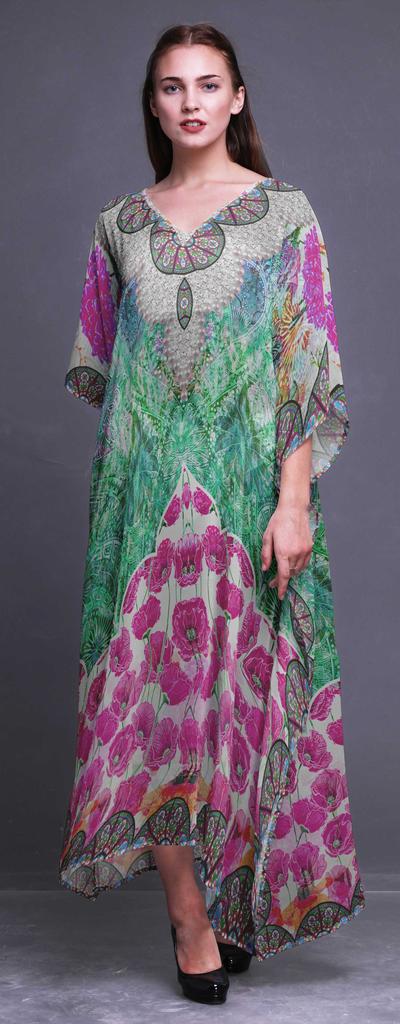 Phagun Circle|Floral & Wheel Ethnic Womens Long Beach Kaftan Beachwear Bikini Coverup Maxi