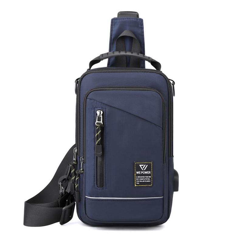 Men Sling Backpack Cross Body Chest Shoulder Bag Rucksack with USB Charging Port Travel Nylon Male Small Rucksack Messenger Bags