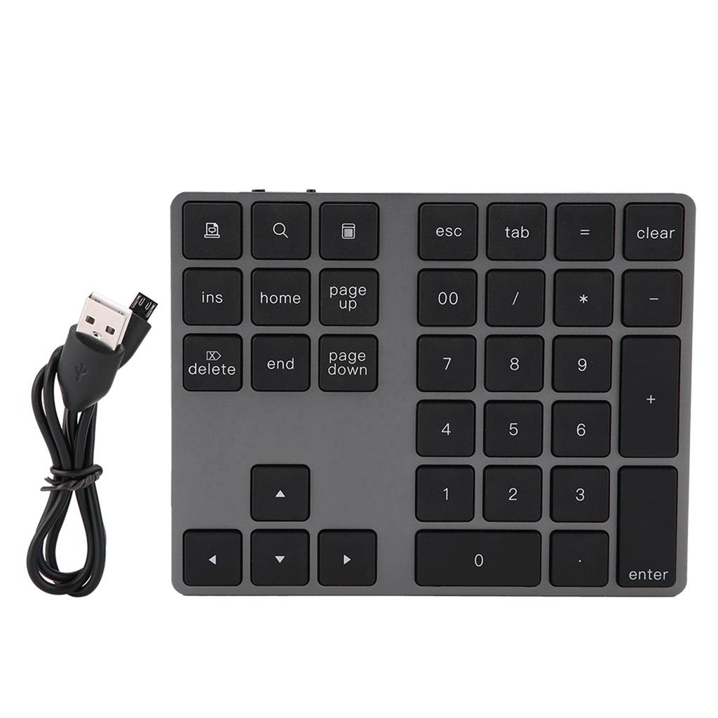 Black 34 Keys Mini Numpad Wireless Bluetooth Numeric Keypad For Apple PC