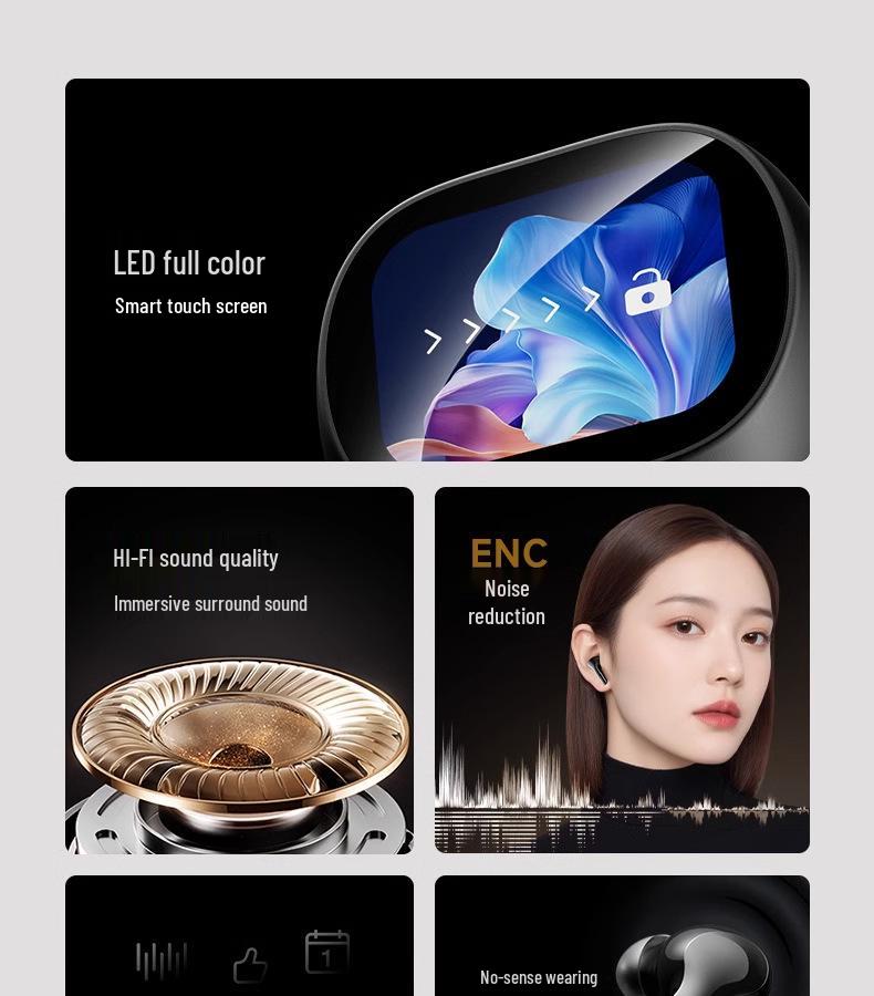 2025 AI Translation Bluetooth Earphones with Color Screen, Built-in App, Long Battery Life, Type-C In-Ear Wireless.