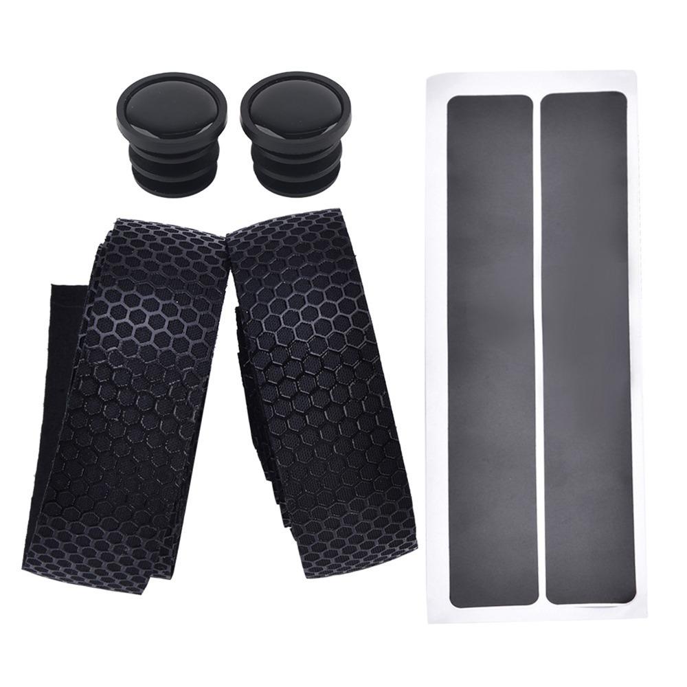 1 Pair PU+EVA Bike Handlebar Tapes Anti Skid Honeycomb Handlebar Grip Tapes with Bar End Plugs Shock Absorption Bicycle Bar Tape