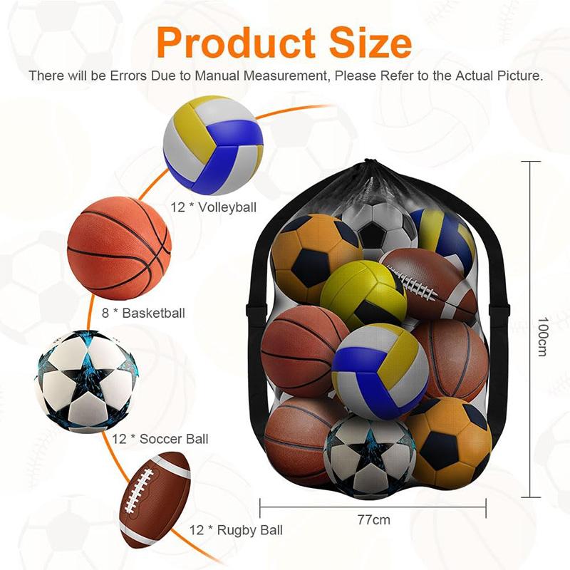 Extra Large Football Mesh Bag Adjustable Shoulder Strap Drawstring Bag Storage Bag for Basketball Football Rugby Ball Volleyball