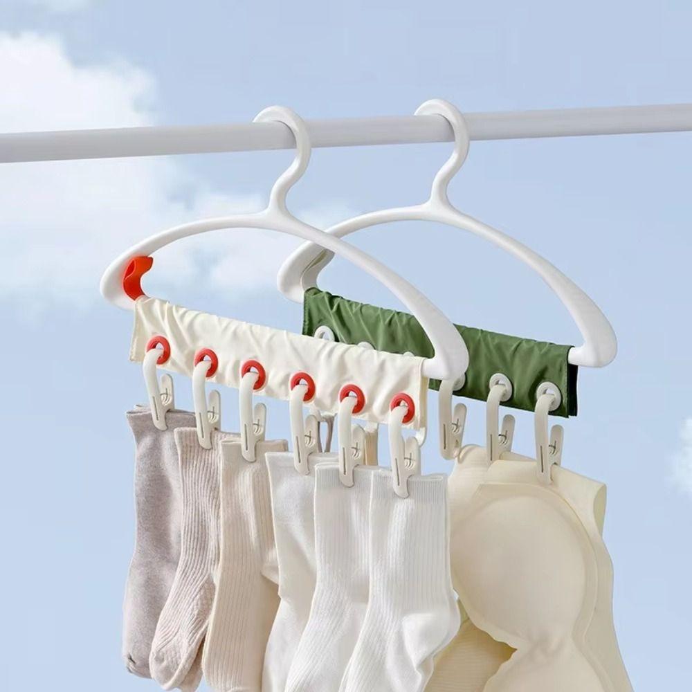 Removable Fabric Clothing Clip Foldable Hanging Socks Organizer Travel Clothes Drying Rack Outdoor