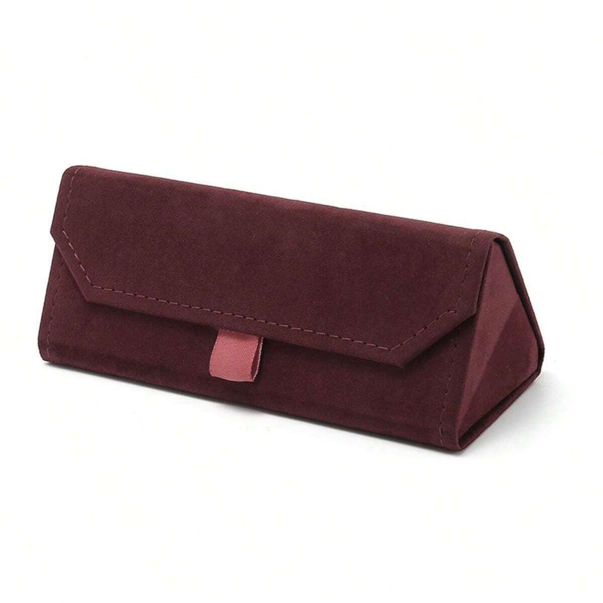 

1pc Velvet Triangle Folding Glasses Women Case Elegant Sunglasses Case Purse Hard Men Soft Elegant Reading Glasses Box Glasses червоний