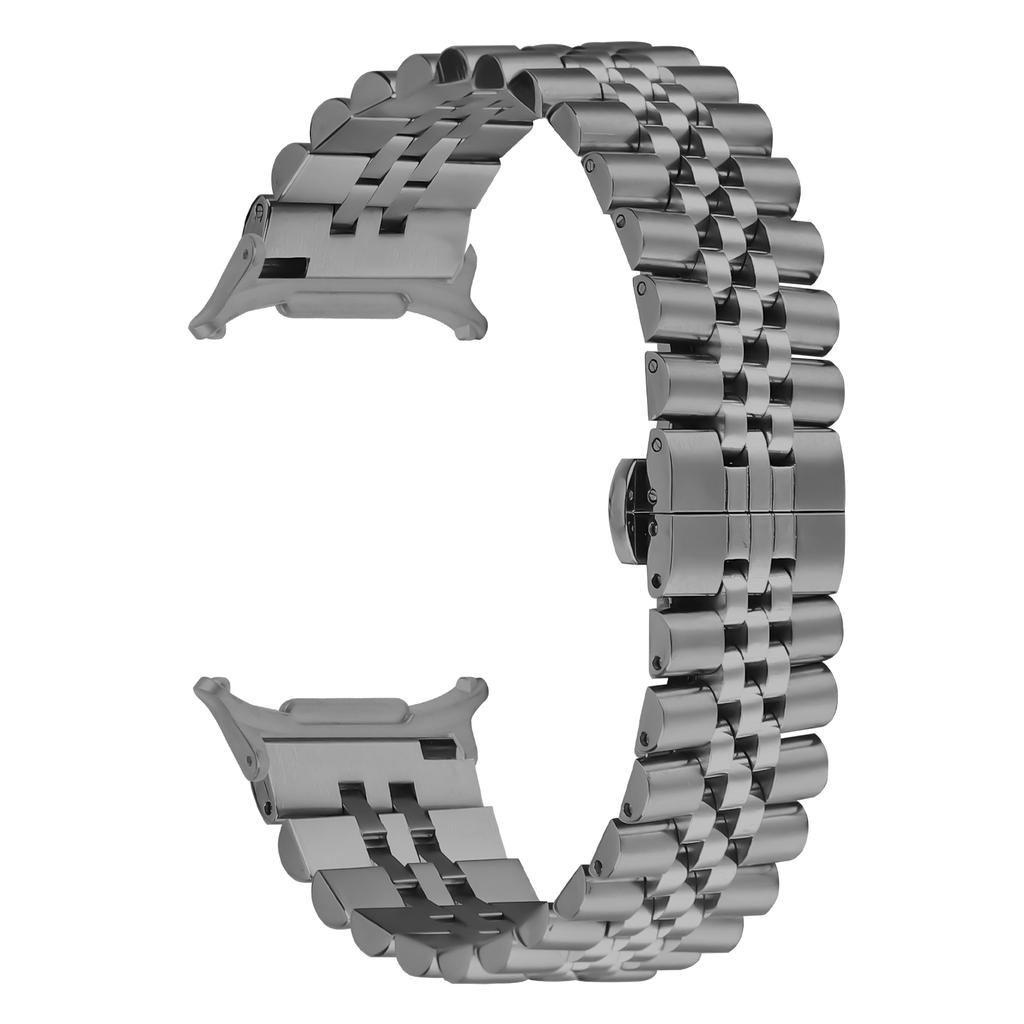 For Samsung Galaxy Watch Ultra 47mm Wrist Band 5-Bead Stainless Steel Butterfly Clasp Watch Strap