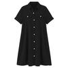 Women’s Button Down Shirt Dress with Short Sleeves Front Pockets Casual Loose Fit Tunic Knee Length