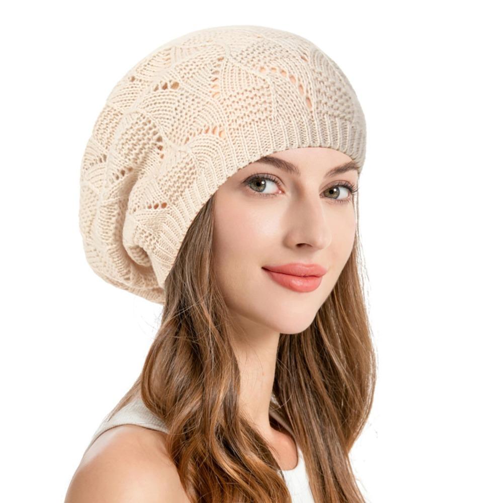 Hollow Out Winter Knitted Hat Twist Crochet Female Berets Fashion Pullover Cap  Winter