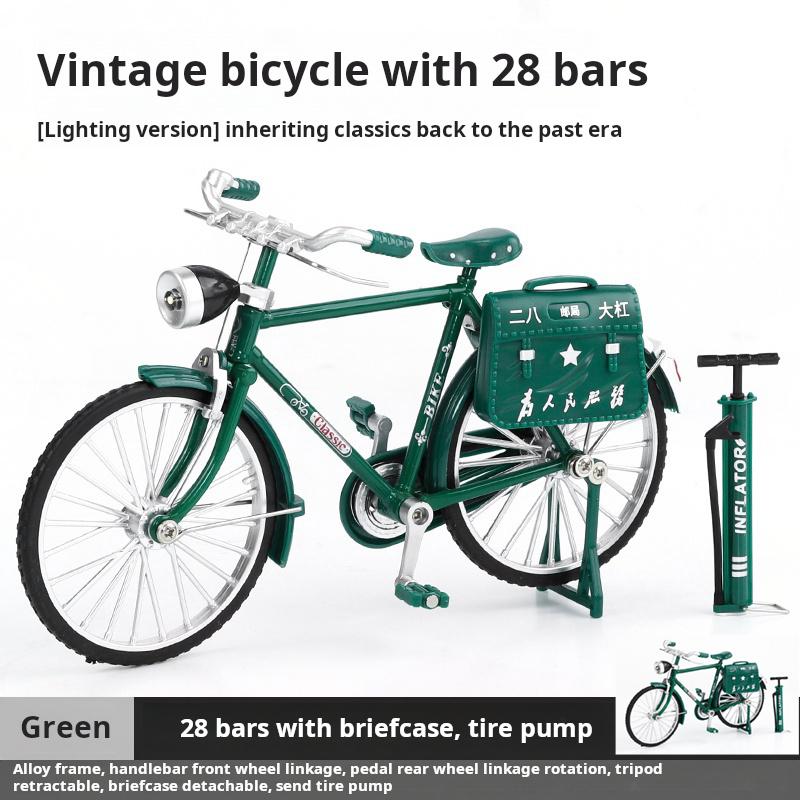 

1:10 Scale Retro Alloy Diecast Bicycle Premium Model Finger Mountain Bike With Light Toy Kid Gift Decoration Ornament светло-зеленый