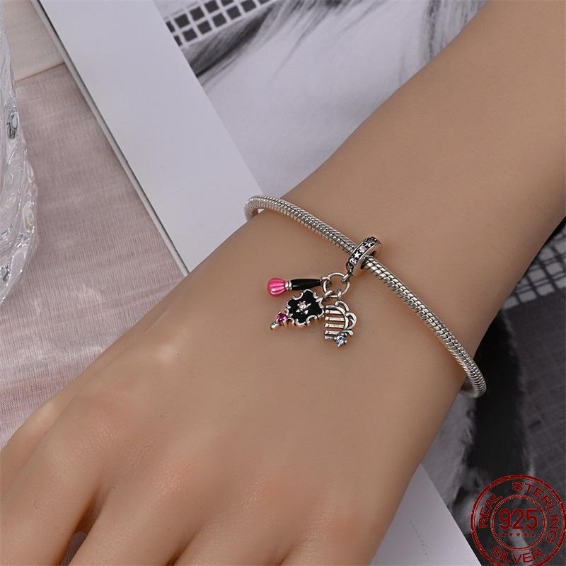 Copper Tailor Handmade Button Scissors Shiny Zircon Charm Beads Suitable For Panoriginal Bracelet Diy