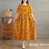 Dimanaf 2025 Women Plus Size Spring Summer Dress Casual Floral Dress Basic Vintage Loose Long Dress Maxi 9302