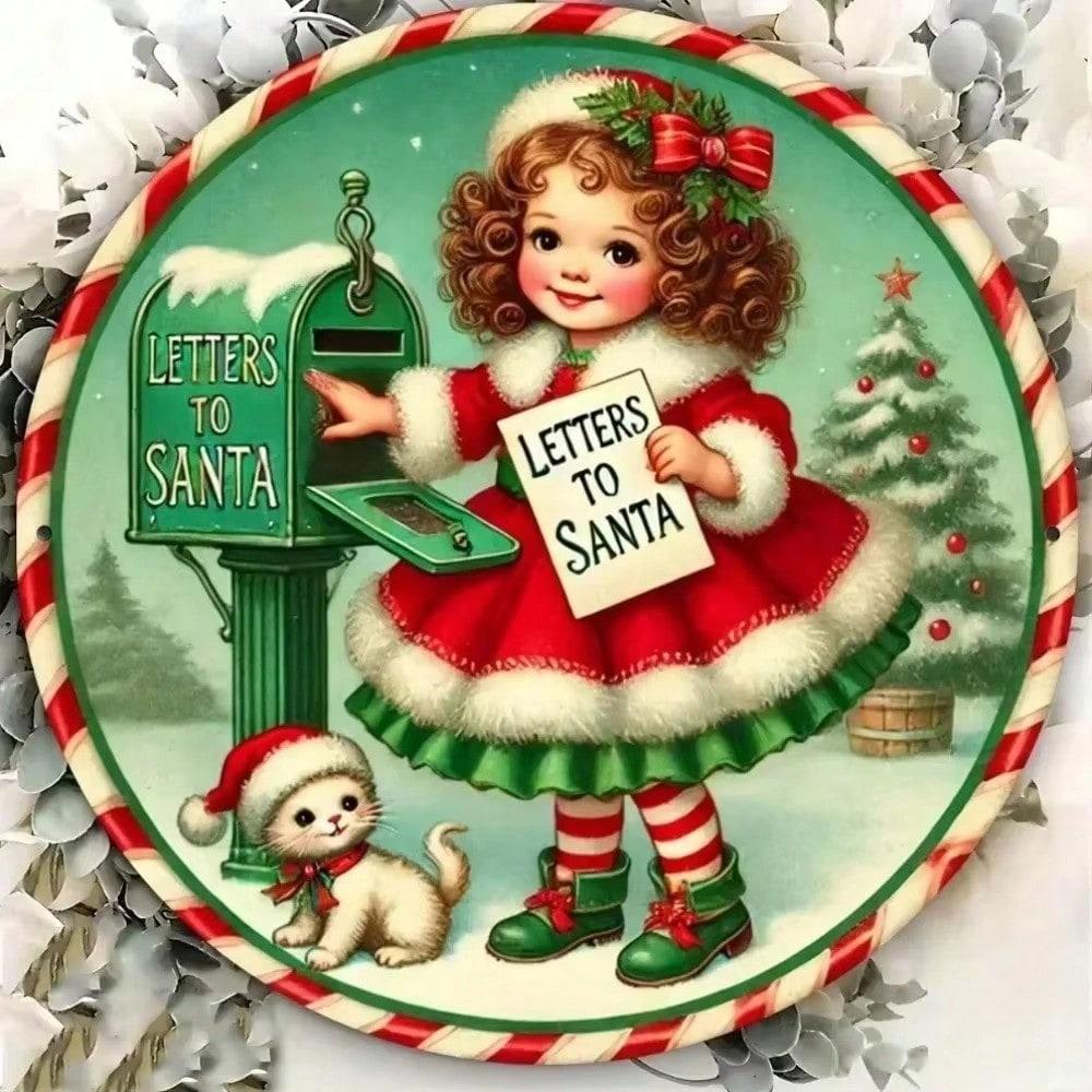 

Vintage Santa Claus Metal Wall Sign Retro Christmas Decor for Home Office Bar Holiday Gift 20x20 різнокольоровий