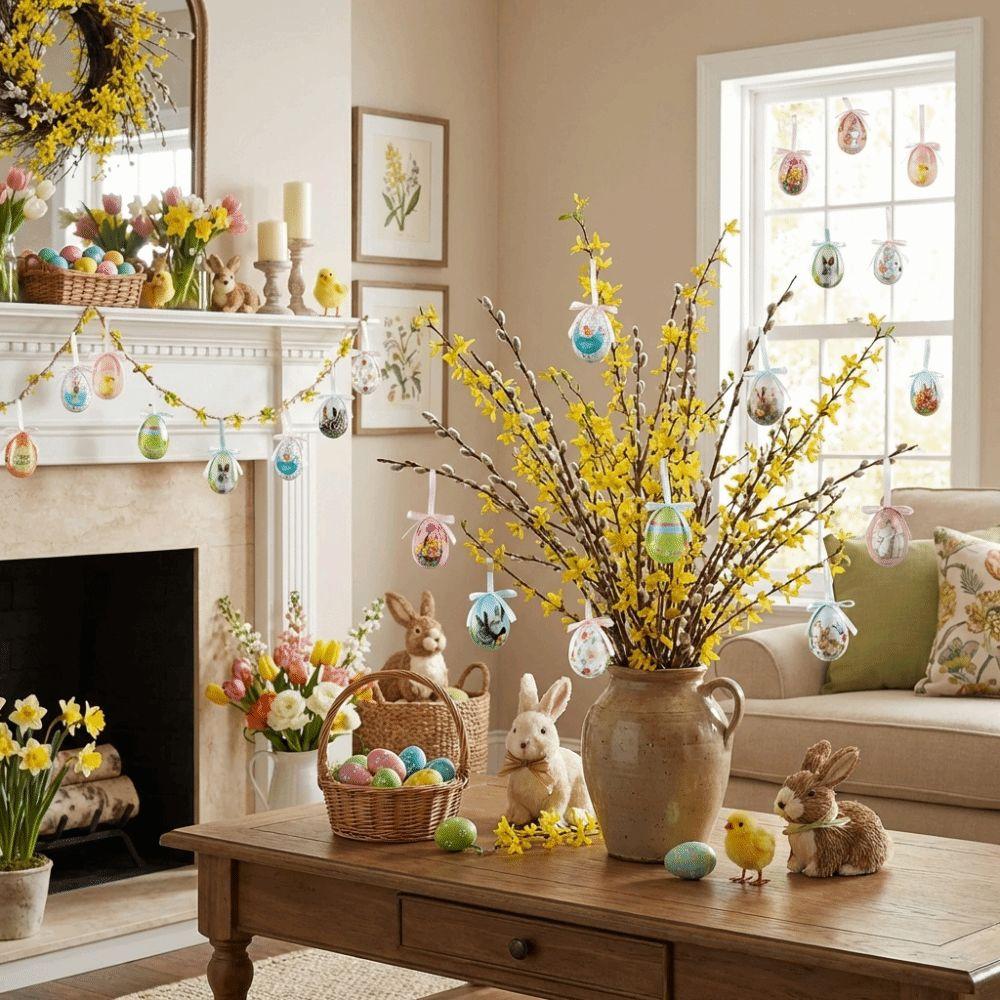 DIY Craft Easter Eggs Pendant Painted Easter Egg Props Foam Easter Eggs  Window Door Garden