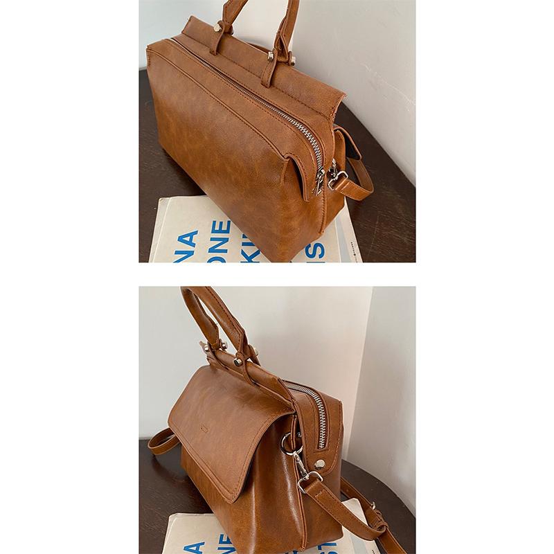 Damen Retro Umhängetasche für den Arbeitsweg, Tragbare Umhängetasche mit Textur und großem Fassungsvermögen