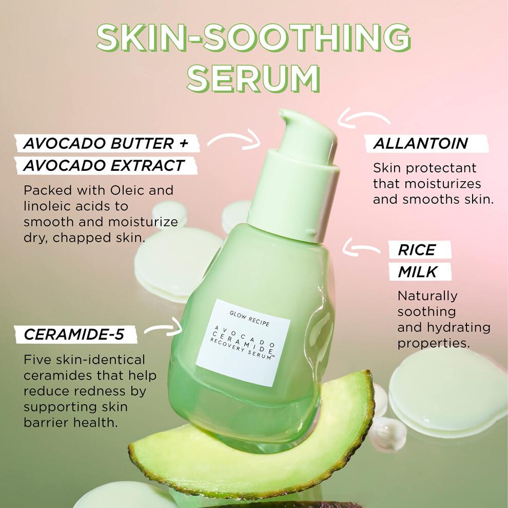 Glhrezept Avocado Ceramid Serum - Feuchtigkeitsgesichtserum fr Frauen & Mnner - Rtung Rtung Trockener Haut- und Hautbarriere Reparatur - Lei