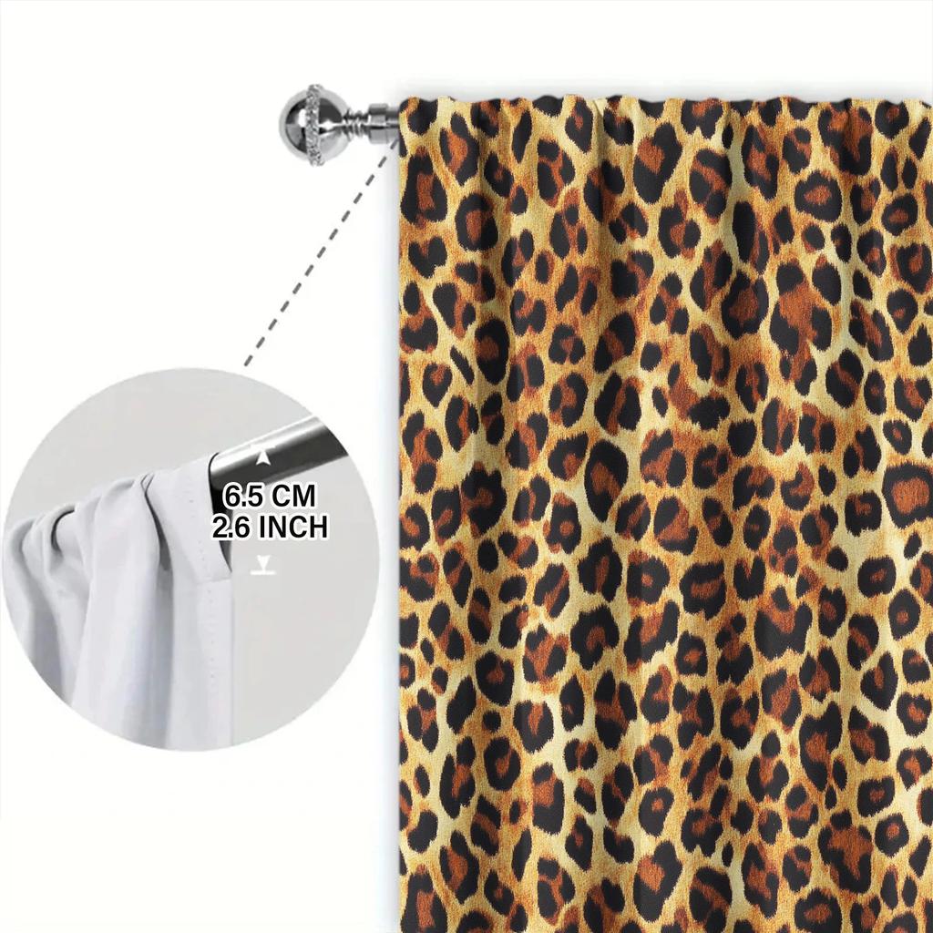 Leopard Print Elements Printed Curtain Home Decor Window Treatment Bedroom Office Kitchen Curtains Set Of 2 Made Polyester With Rod Pocket Sleeping