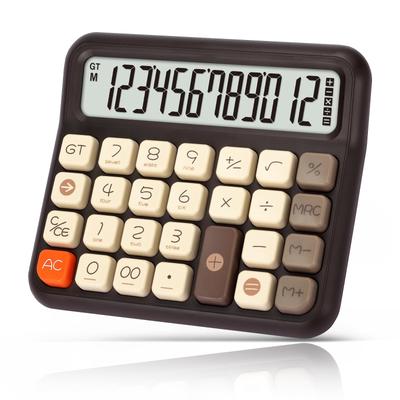 מחשבון רטרו תלוי עם תצוגת LCD בסיסית חמודה ולשימוש ביתי 12 ספרות, כפתורים גדולים במיוחד, משרד, בית ספר,