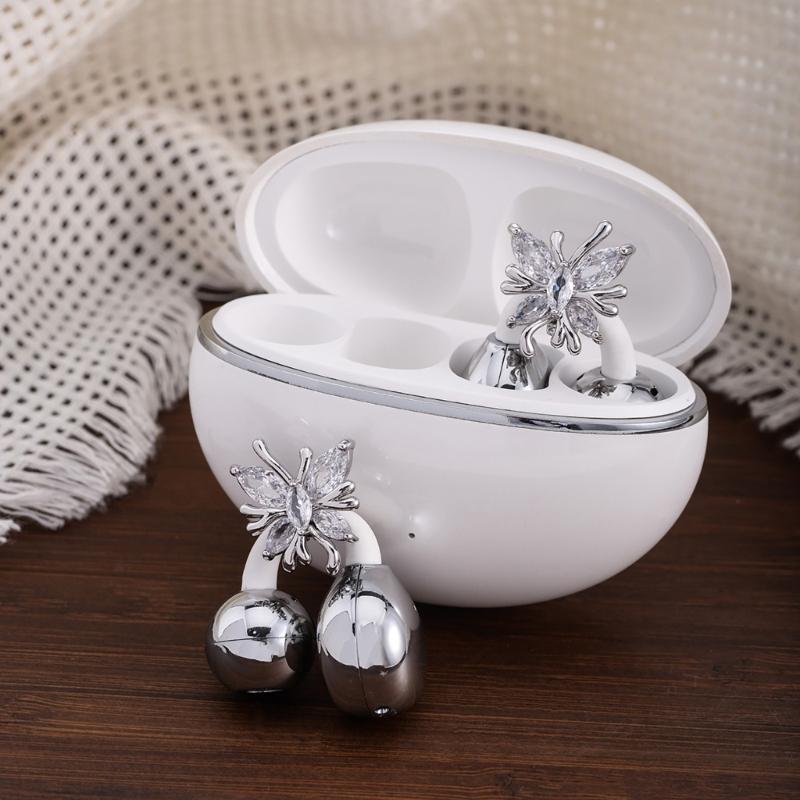 Butterfly Shaped Rhinestones Earphone Decorations Sweat Resistant Coppers Alloy Universal for Sports Enthusiasts and Fas