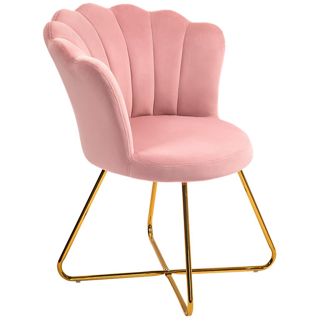 Velvet-Feel Lotus Petal Accent Chair - Pink
