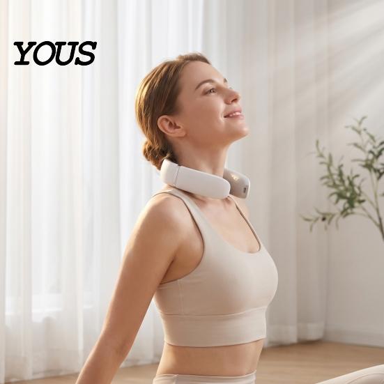 EMS Neck Massager Electric with Heat, 10 Modes & 16 Levels, Wearable Cervical Heat for Deep Tissue Pain Relief, Relaxer Office Home Travel Tension