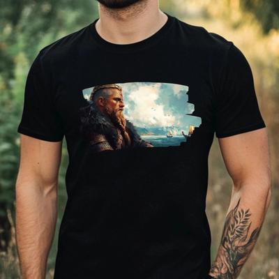 T-Shirt Herren Wikinger Portrait Motiv Baumwolle Größe XS bis 5XL