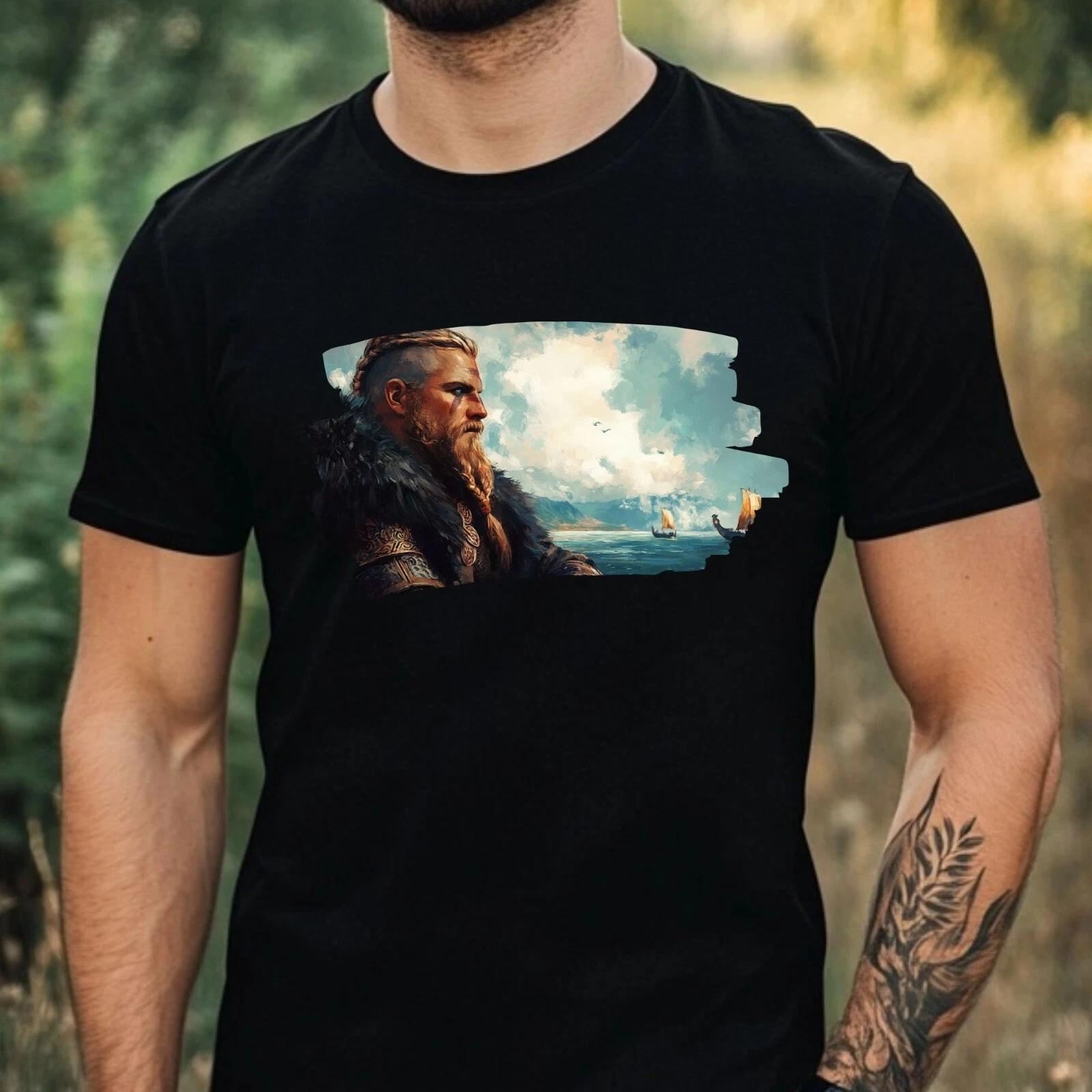 T-Shirt Herren Wikinger Portrait Motiv Baumwolle Größe XS bis 5XL L