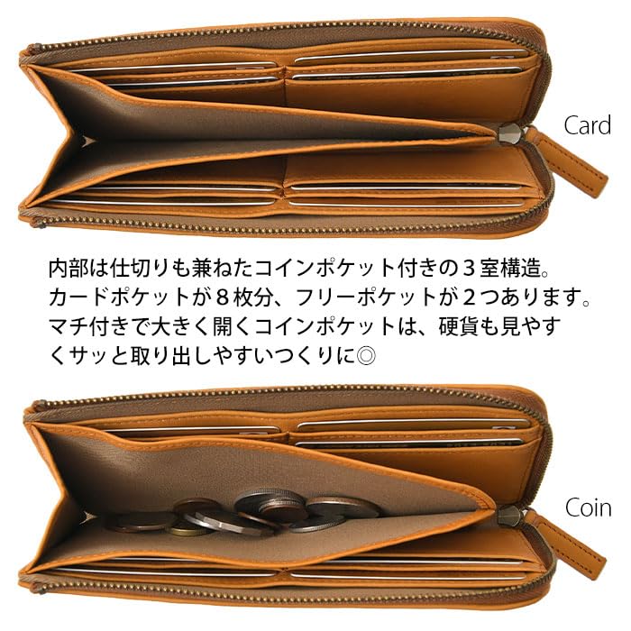 GA800 Long Wallet Zipper Closure Genuine Love Leather Black [Tryon] L-shaped Men's