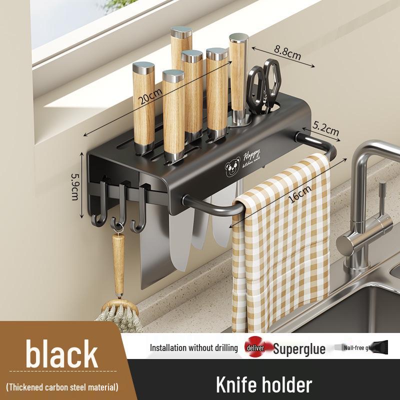 Cross-Border Little Bear No-Drill Wall-Mounted Multi-Functional Chopstick & Knife Holder Set