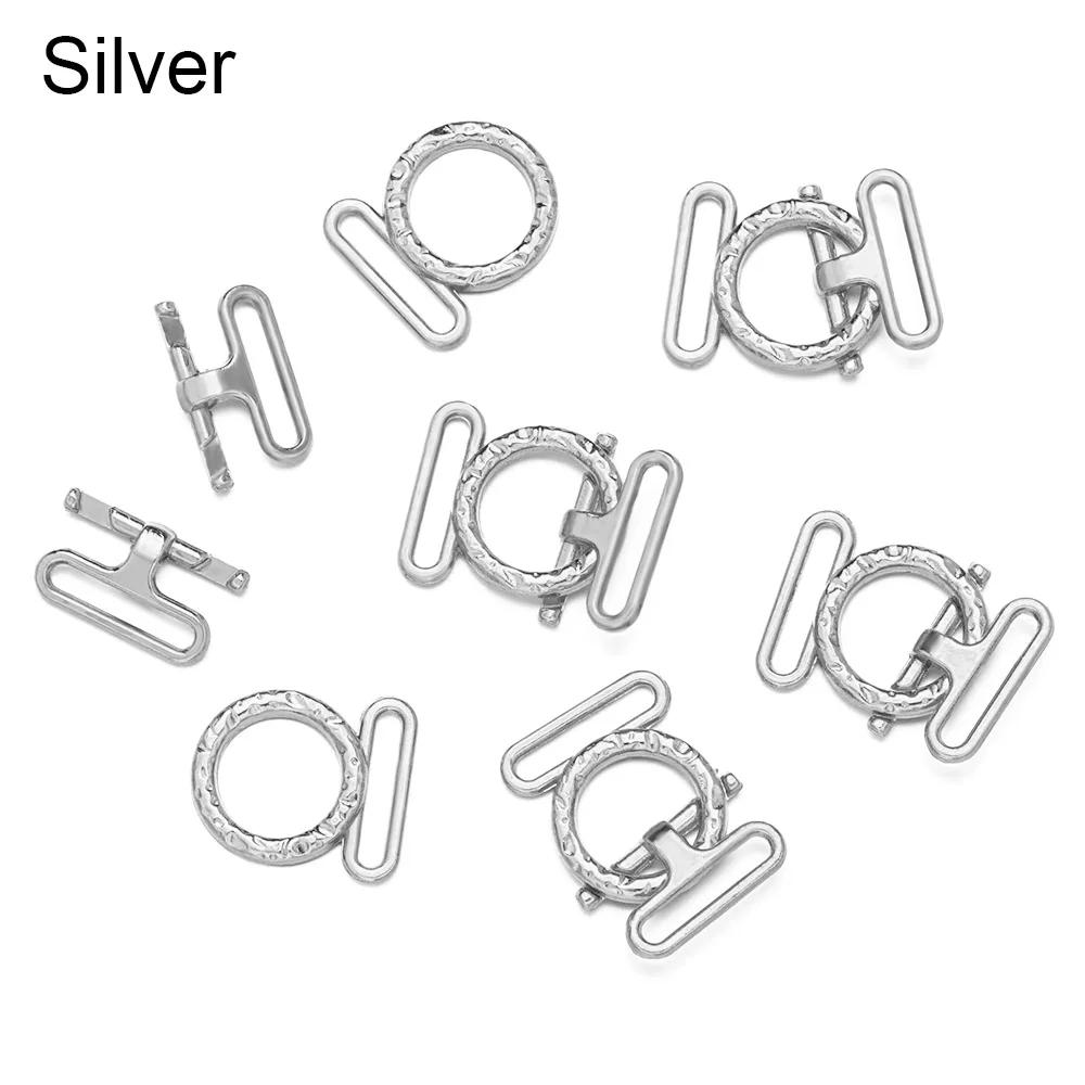 10Sets Metal Belt Buckles Mini Buttons Dolls Waistband Buckle Clip Tiny Buttons For Doll Clothes Bags Sewing Tri-glide Buckle