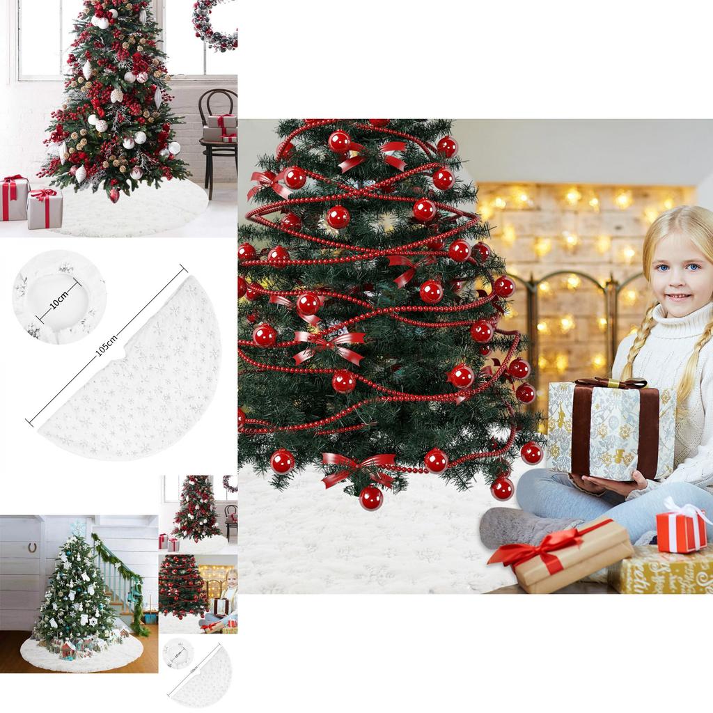 Stunning White Silver Sequin Snowflake Christmas Tree Skirt For Elegant Holiday Decoration