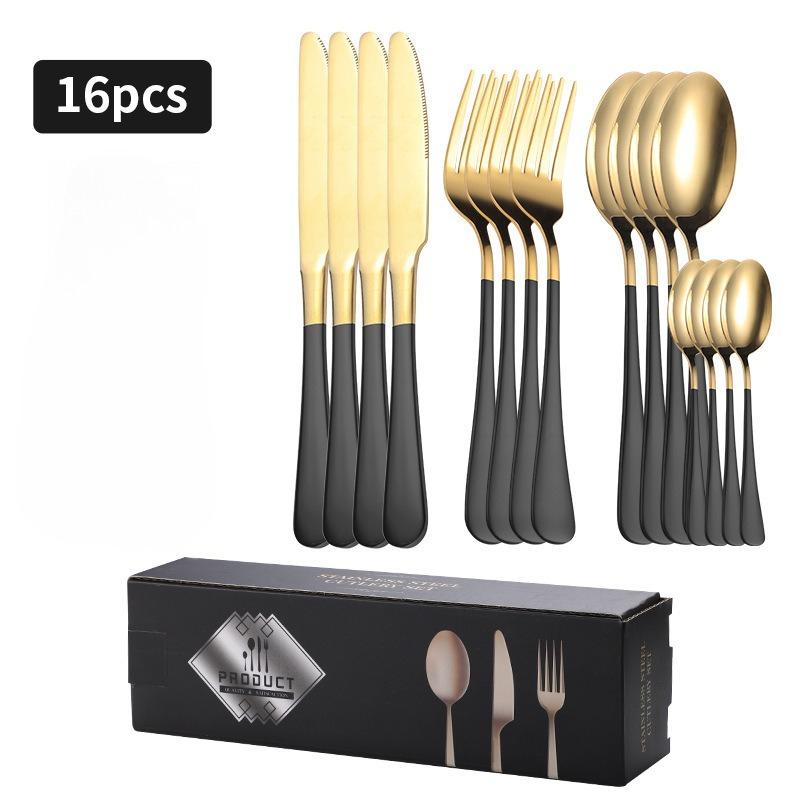 1010 Knives Forks and Spoons Tableware 16-piece Set Western Food Simple Steak Knives Forks and Spoons Gift Box Set