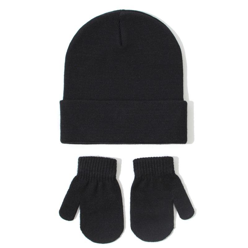 Autumn Winter Boys Girls Knitted Hat Glove Set Fashion Joker Solid Color Thick Soft Warm Wool Hooded Party Photography Props