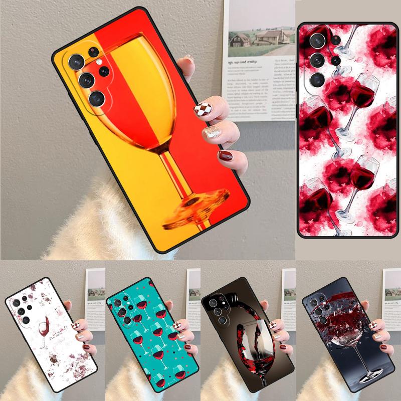 Custodia per Telefono in TPU con Disegno di Bicchiere di Vino Rosso Per Samsung Galaxy note 10 pro S26 S25 S24 S23 S22 Ultra Plus S21 FE S20 Copertura Antiurto