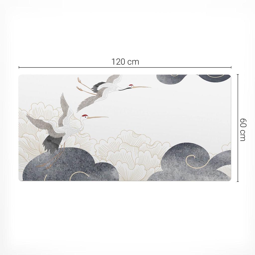 Anti-slip Gaming Mouse Pad Cranes and Clouds 120X60 Cm