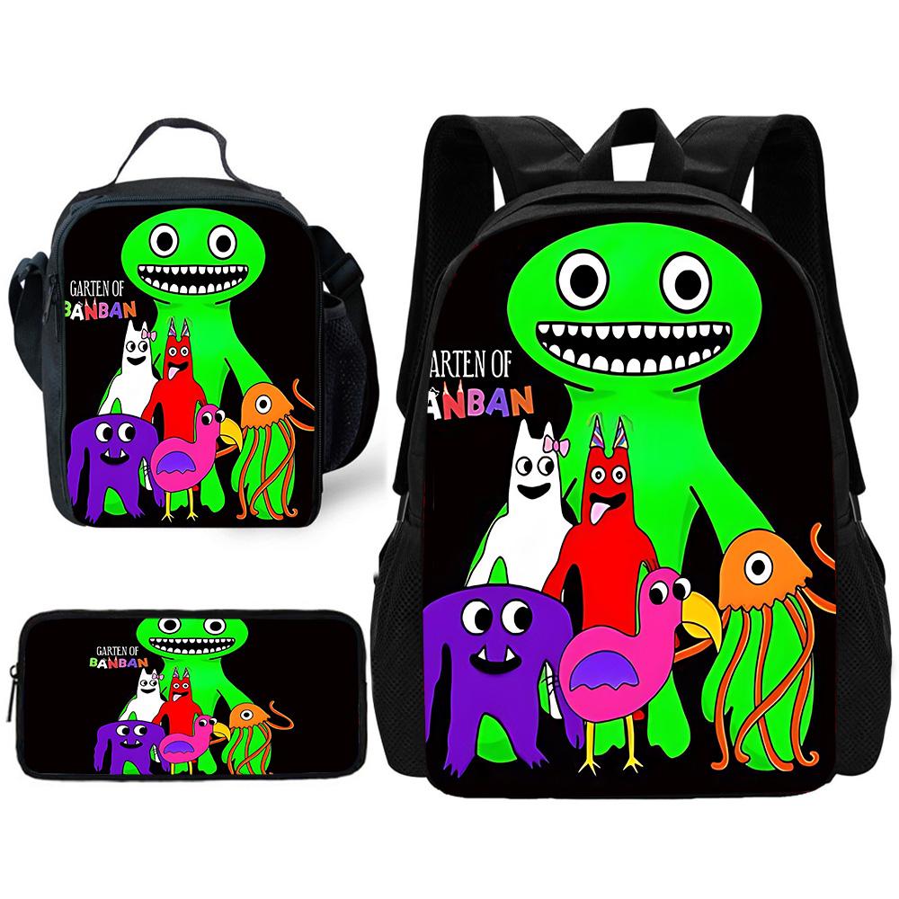 Child School Gartens of BanBans Game Backpack with Lunch Bags ,Pencil Bags ,School Bags for Boys Girls Best Gift