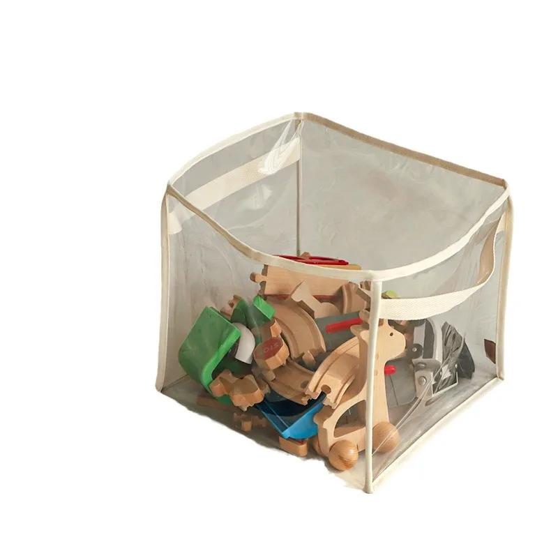 Cesto portaoggetti trasparente per bambini, grande, borsa portaoggetti, grande capacità, cesto portaoggetti multifunzionale per la casa