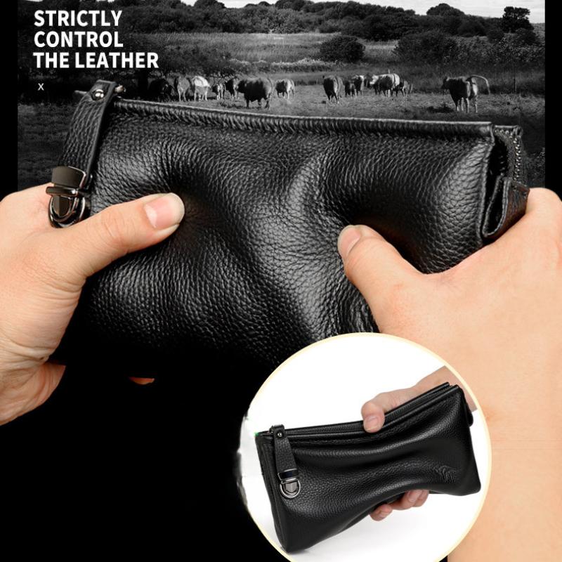 Äkta Herrhandväskor Herrläderväskor Business Casual Kuvertväskor Kohudskuplungar Herrväskor Plånböcker med Stor Kapacitet