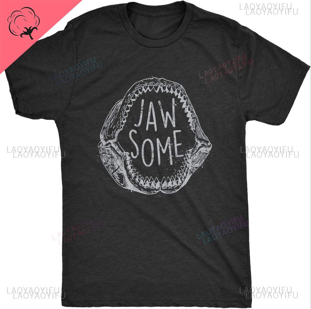 Funny Shark Printed T Shirts for Men Jaws Shirts for Guys Funny Graphic Tees for Shark Week Personalized Man Streetwear Tops