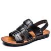 England Cow Leather Men Sandals Shoes Black Brown Hand Sewing Summer Breathable Beach Man Footwear