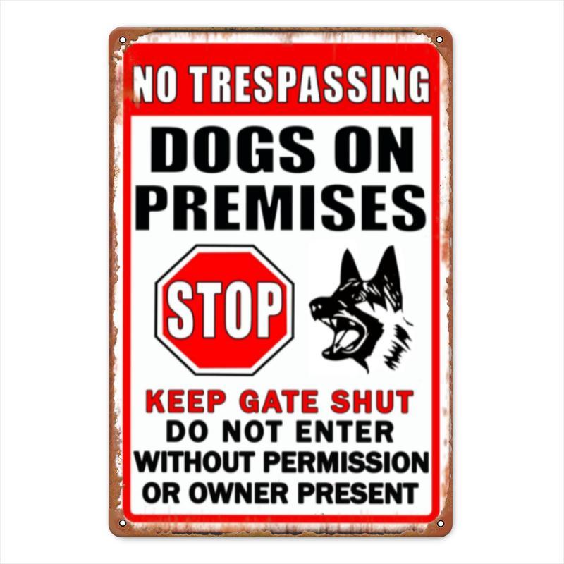 Beware of Dog Metal Sign - No Trespassing, Keep Gate Closed, Outdoor Yard Warning Decor 8x12 Inches - for Home & Garden