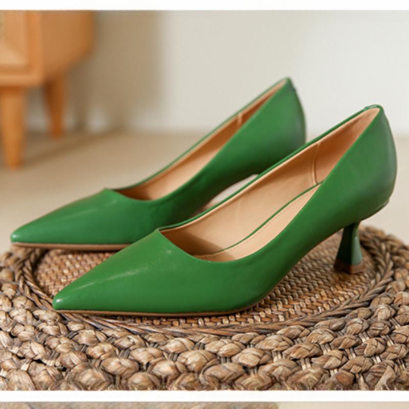 Fashion Elegant Pointed Toe Shallow High Heels Women High Quality Soft Leather Thin Heeled Slide Sandals Fashion Comfortable Dress Shoes