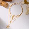 Bohemia Ocean Starfish Pendant Choker Necklace for Women Colorful Stone Imitation Pearl Shell Necklaces Holiday Party Jewelry