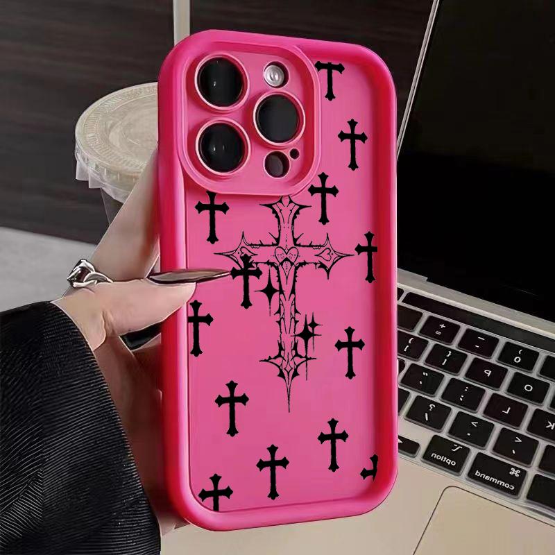 Luxus Schwarz Kreuz Muster Handyhülle für iPhone 15 14 13 12 11 Pro Max Mini XR XS MAX 7 8 Plus SE2022 Stoßfest Weich Funda Hülle