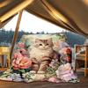 1pc Floral Garden Cat Outdoor Blanket - Soft Flannel Cozy for Travel & Camping - All-Season Warm Bed Cover, Machine Washable Yy251229065