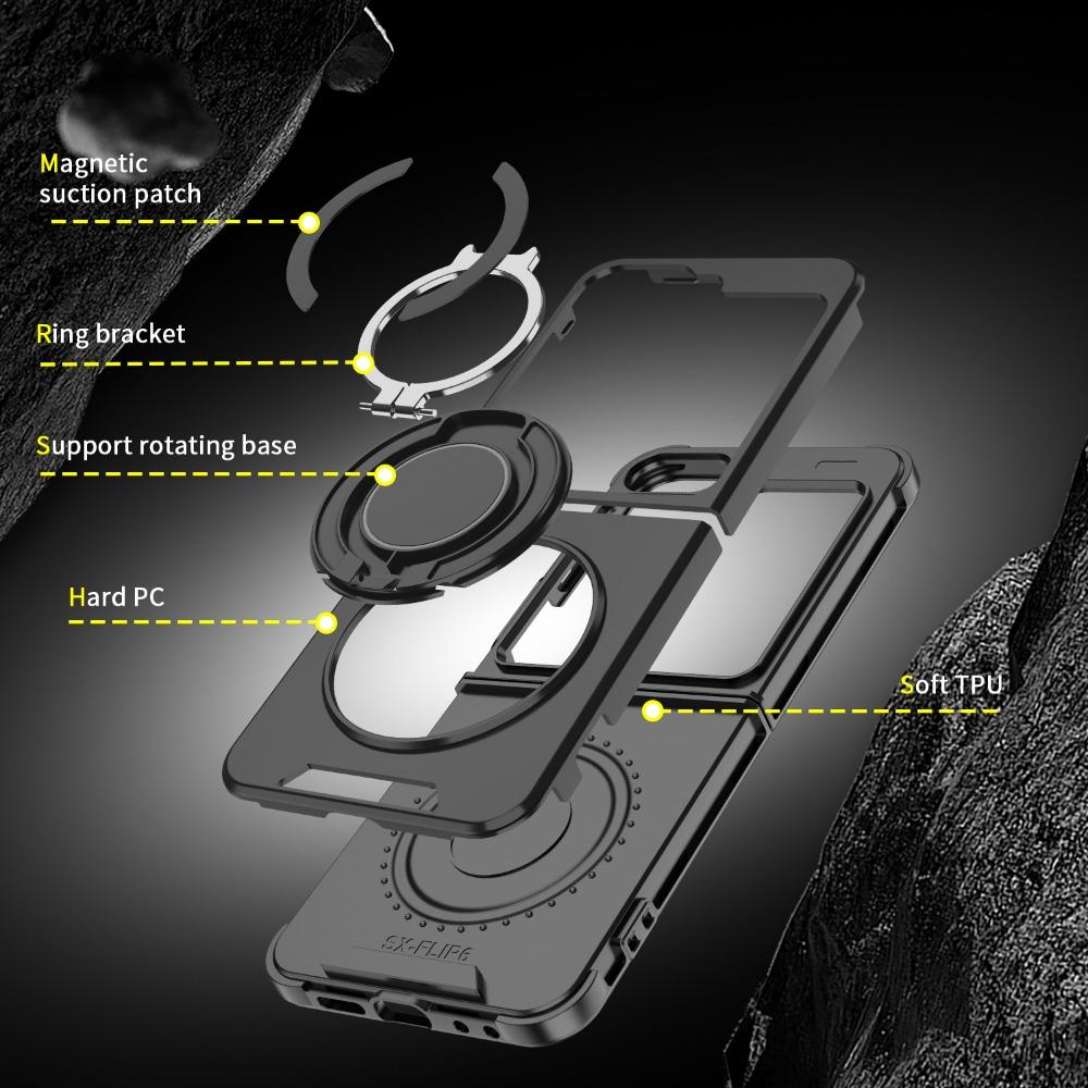 Z Flip 6 Magnetic 360 Rotating Bracket Phone Case for Samsung Galaxy Z Flip 6 Flip6 Ring Holder Hard Shell Protective Cover