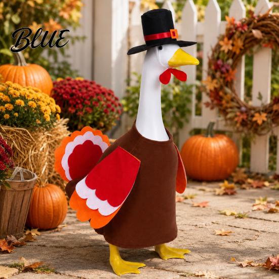 Thanksgiving Holiday Ornament Set 1 Turkey Goose Outfit Porch Costume Outfit with Top Festive Outdoor Clothing Hat And Wings for 23 Inch Statue,